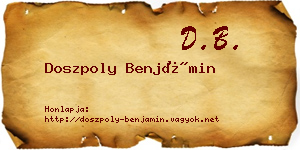 Doszpoly Benjámin névjegykártya
