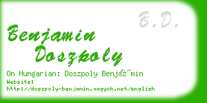 benjamin doszpoly business card